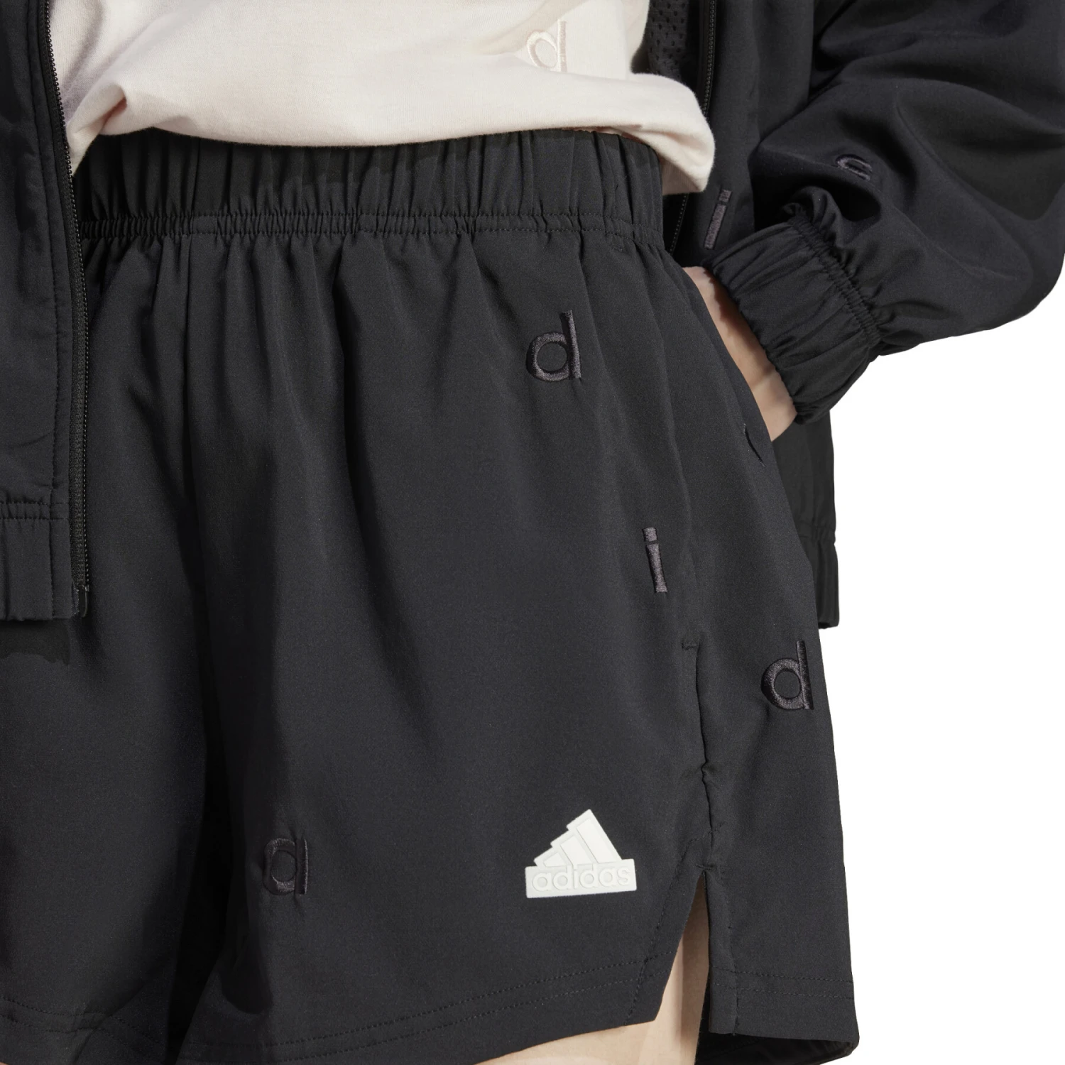 Weite Shorts Aus Leinen Mit Stickerei, Damen Adidas – Bild 5